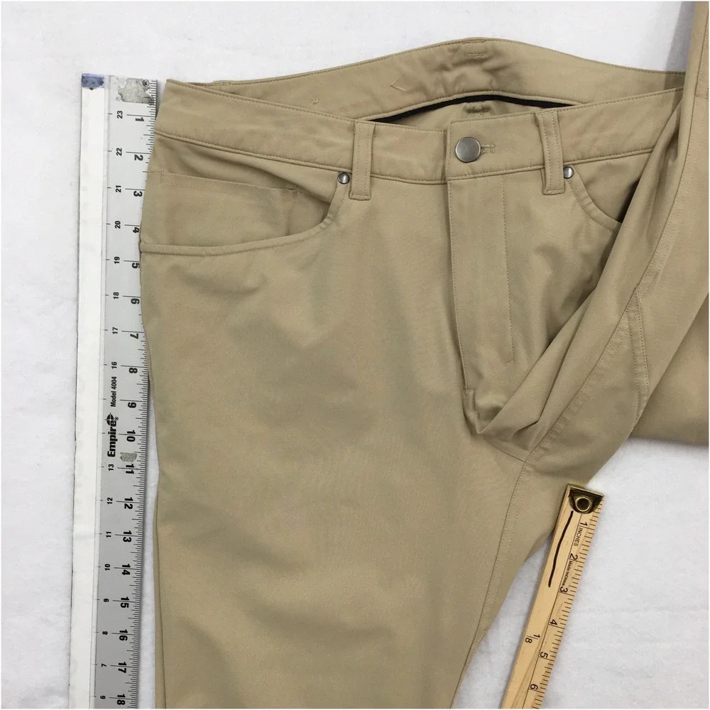 Lululemon ABC Pant Slim Fit Warpstreme Khaki Tan Mens Size 32 Casual Trousers